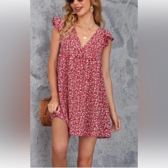 Saodimallsu Women's Summer Ruffle Floral Print Mini Women's Vintage Dress New - Picture 1 of 3